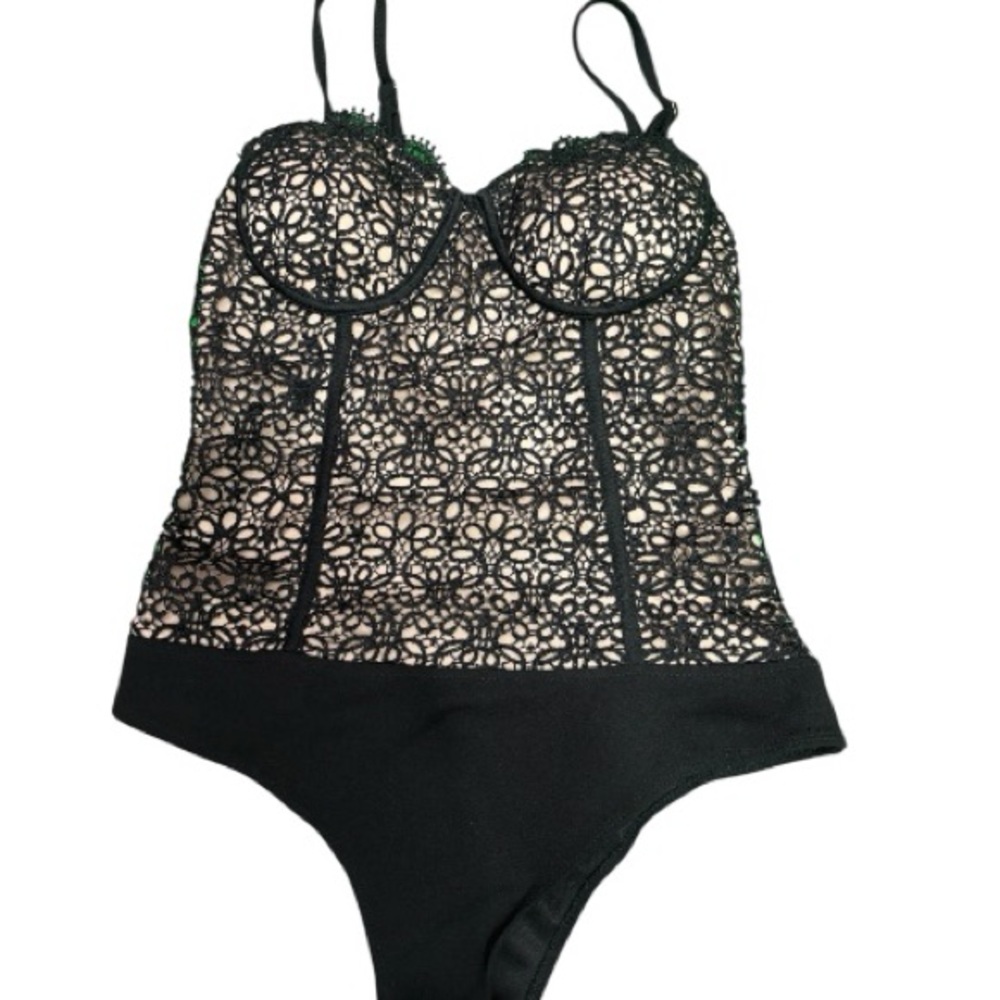 Elegant Black Lace Bodysuit